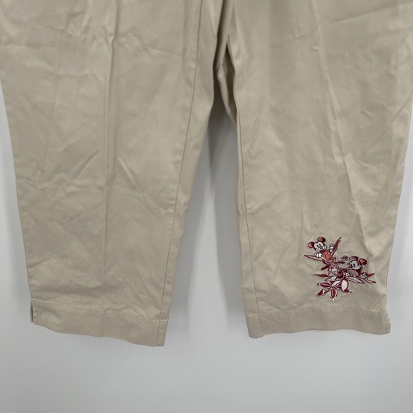 Disney Store Pants Womens‎ Small Cropped Embroidered Mickey Minnie Floral - Picture 3 of 12